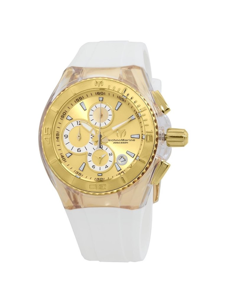 Nwt Technomarine Cruise Original Gold Dial Chronograph Ladies Watch 115311